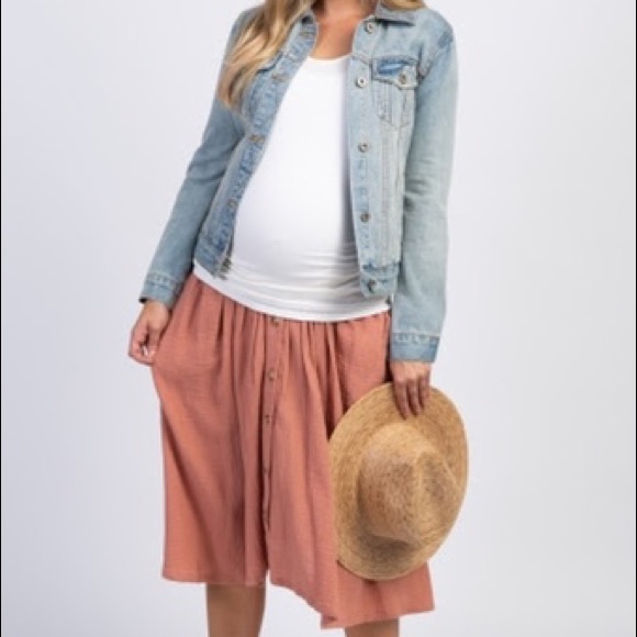 Pinkblush Dresses & Skirts - Mauve button maternity skirt